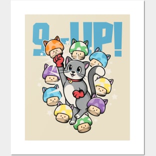 Cute Gamer Cat Power Up Posters and Art